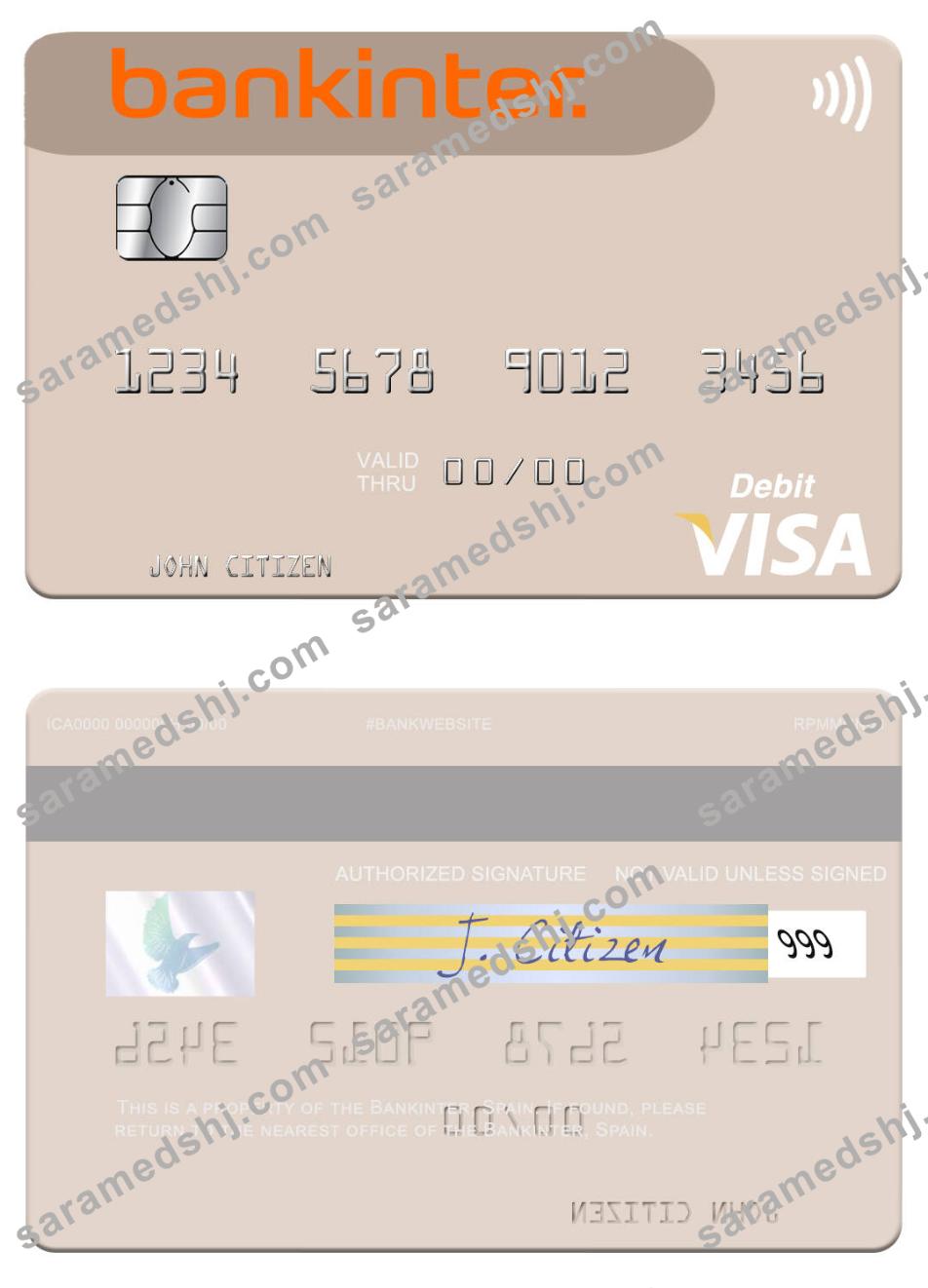 Spain Bankinter visa debit card